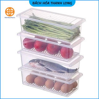  Combo 10 Hộp Đựng Thực Phẩm Hoa Quả,Thức Ăn Rau Củ Có Khay Để Tủ Lạnh Bằng Nhựa PP An Toàn Cho Sức Khỏe Hàng Việt Nhật 