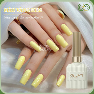 Sơn móng tay màu vàng kem  CẦN SD MÁY HƠ  - Sơn gel Xeijayi vàng kem 