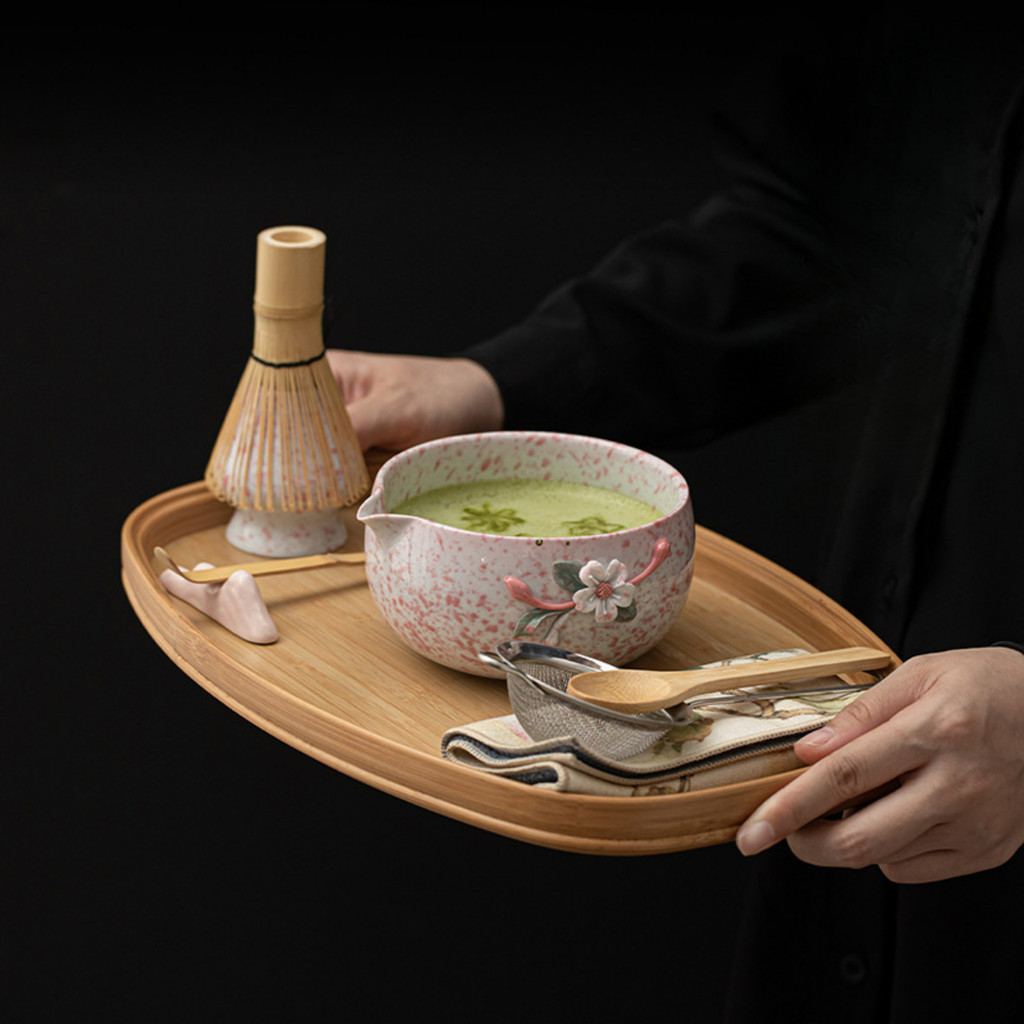 chawan matcha dụng cụ pha matcha bộ pha matcha Pinch Hoa Handmade Gốm Matcha Bộ Matcha Bát Matcha Bộ