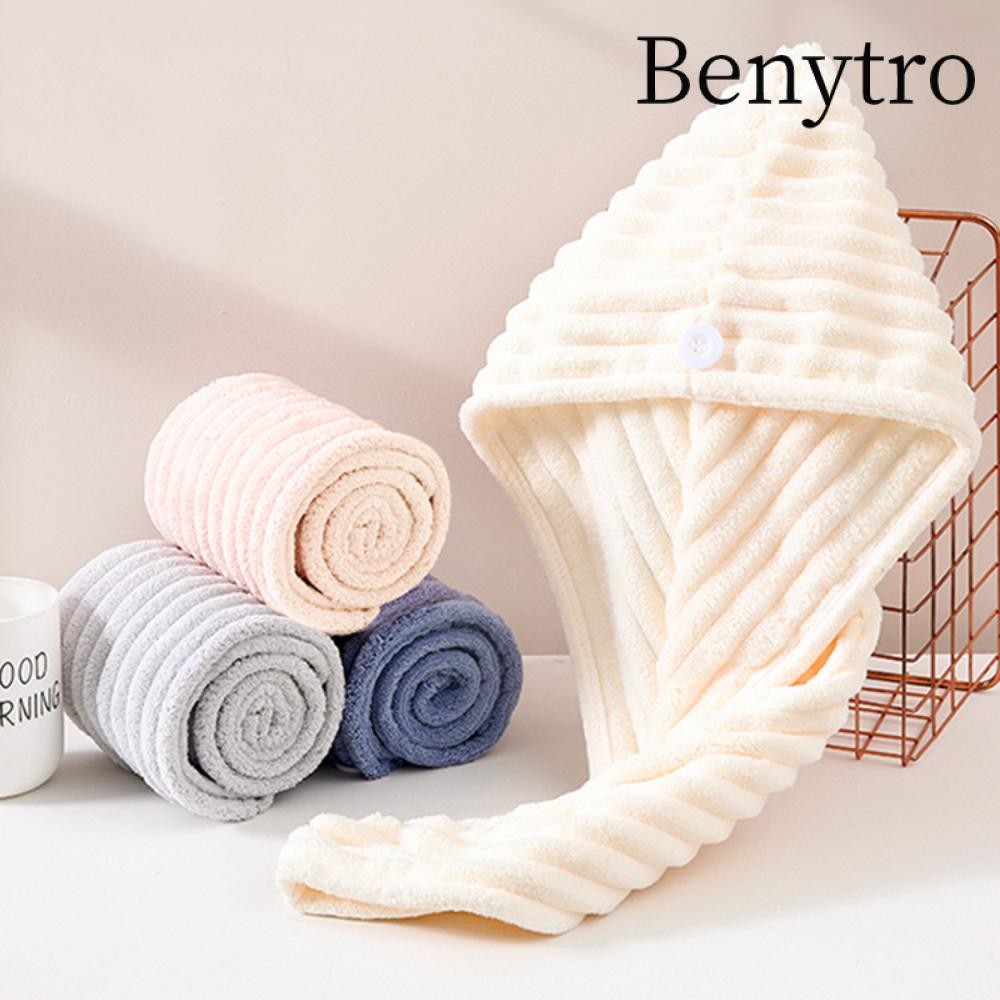 Benytro Mũ khăn tóc khô nhanh BENYTRO, Microfiber có nút Mũ sấy tóc nữ, Sấy nhanh Siêu hấp thụ tóc quấn