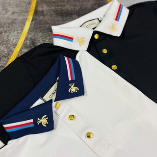  Áo Polo Nam Q.C  Cổ Hoạ Tiết Dệt Ong Nút Vàng Chất Vải Gai Dệt Kim Sợi Nhỏ Co dãn Cao Cấp 