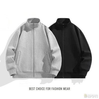 Áo khoác nam màu trơn, dáng rộng, cổ đứng - Phối cùng áo len thể thao WW59