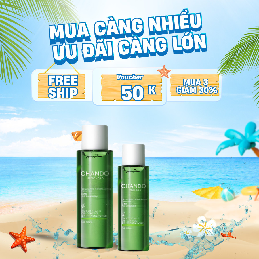 Toner Kiểm Soát Dầu Giảm Mụn Salicylic Acid CHANDO Himalaya 150ml Hàng Chính Hãng