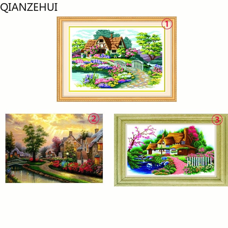 DIY Sợi Cotton 11CT In Hình Giấc Mơ Nhà Đẹp Ngôi Nhà Dream Cottage Mùa Đông View Cottage Tranh Sơn D
