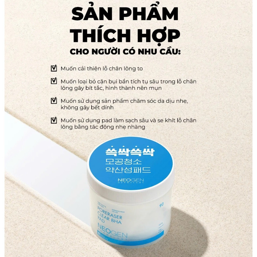 Ảnh 8 của Toner Pad Neogen Dermalogy Tẩy da chết, dưỡng ẩm, phục hồi, thu nhỏ lỗ chân lông