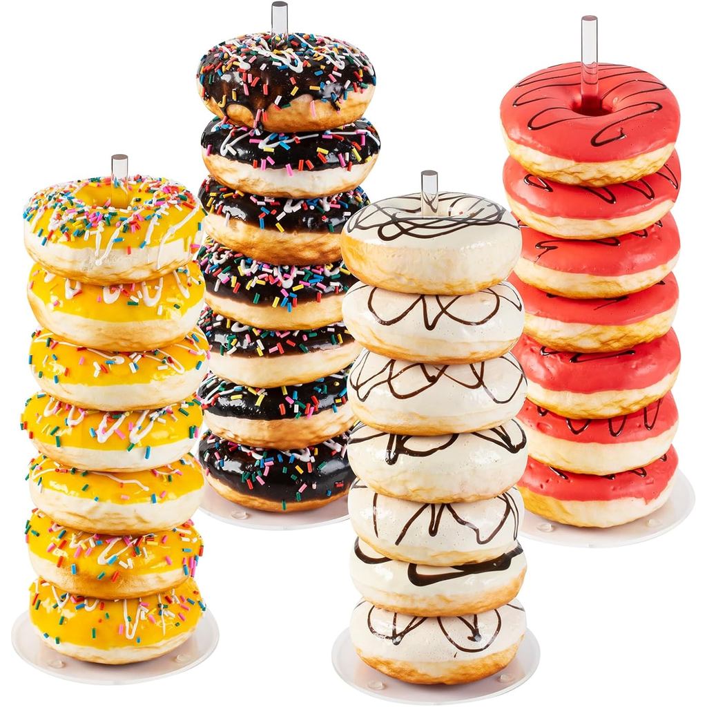 HENABLE4PCSAcrylicDonutDisplayStandTower-DassertTableHolderforDonuts, Bagels & Doughnuts-PerfectforP