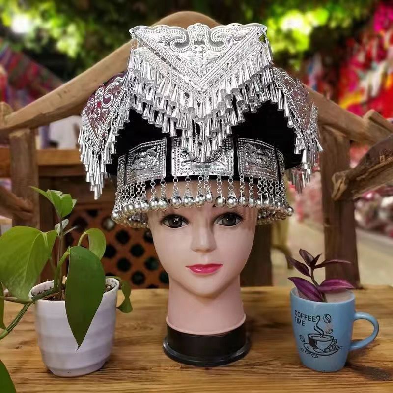 Yunnnan Dân Tộc Thiểu Số Miao Dân Tộc Mũ Yao Dân Tộc Nữ Nón Đồng Mũ Trưởng Thành Hiệu Suất Mũ
