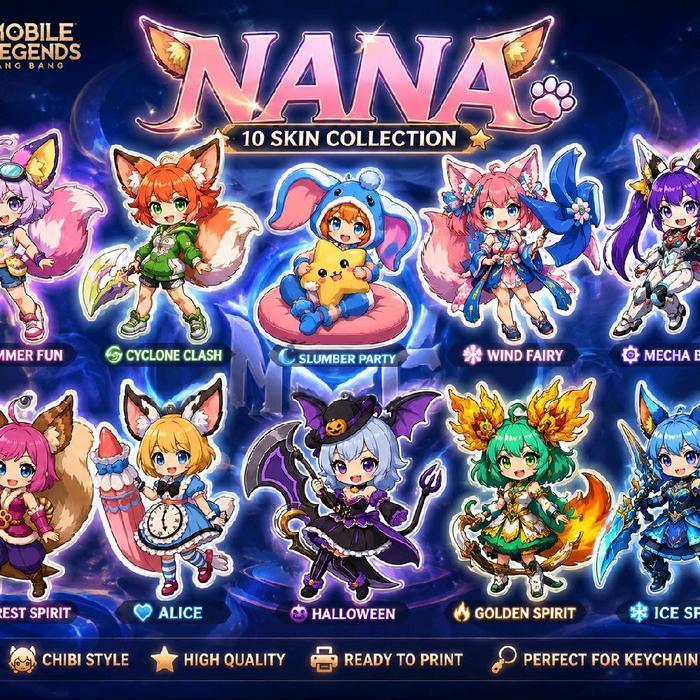 Nana MLBB Keychain - 10 Skin Collection Chibi Style-Keychain dengan Desain Unik dan Menarik - Nana 1