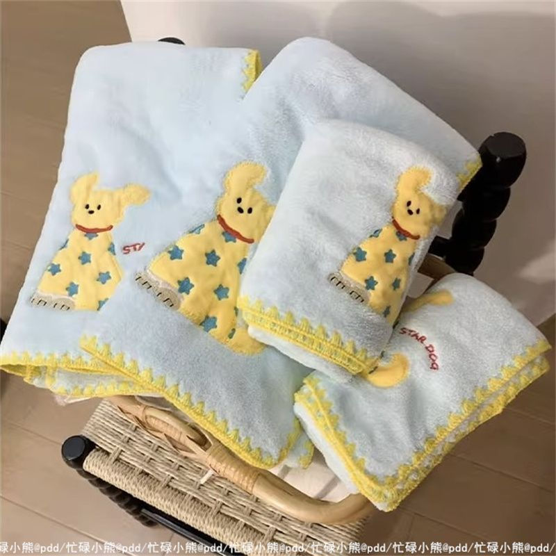TQ~Coral bath towel, absorbent bath towel, quick-dry hair drying cap for student dormitory, odor-res