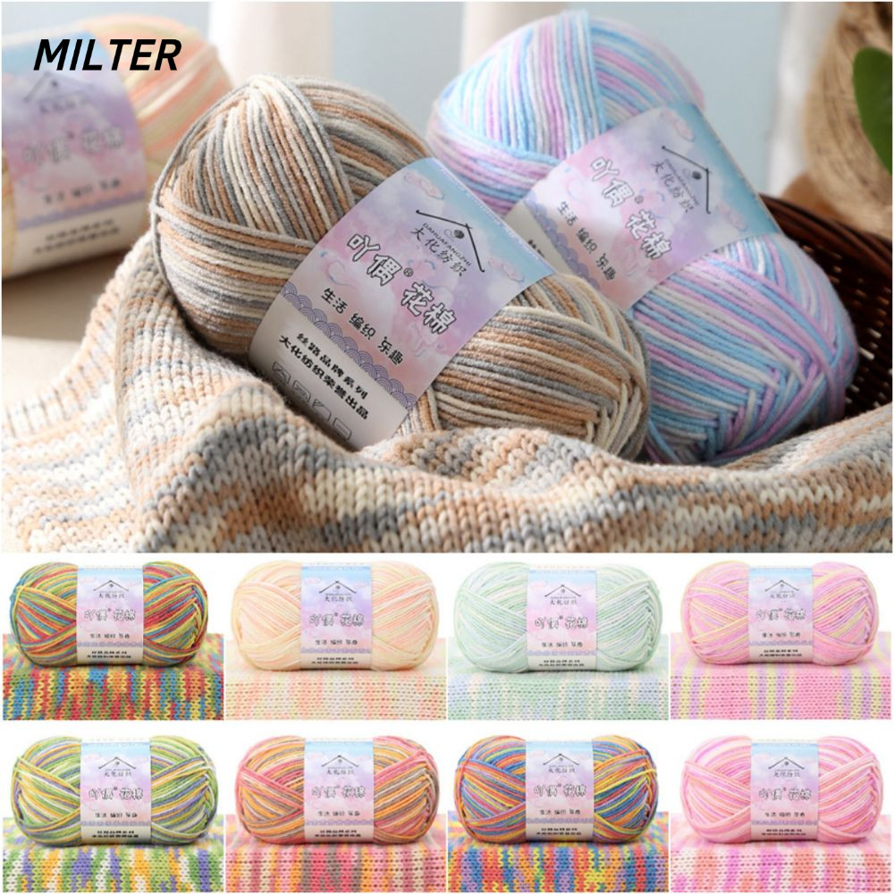Sợi Cotton MILTER, Sợi Đếm 16S 4Ply Sợi Đan, Nhuộm Gradient Màu Sáng Tạo 50g / bóng Lược Cotton Sợi 
