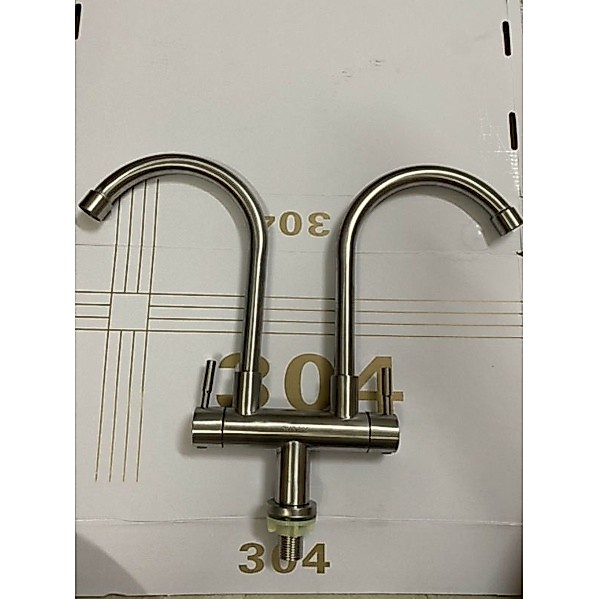Vòi chén đôi, vòi rửa chén 2 đầu inox 304 không rỉ sét dành cho bồn rửa chén
