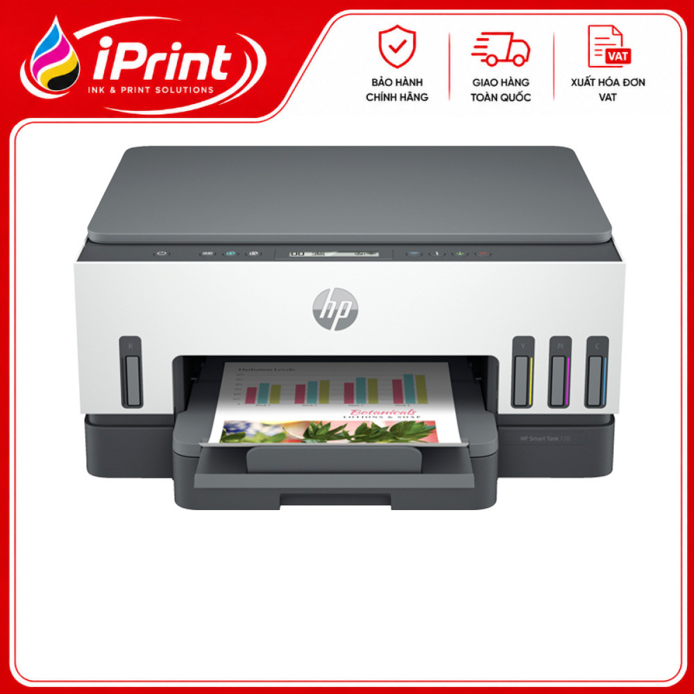 Máy in phun màu 2 mặt đa chức năng wifi HP Smart Tank 720 - 6UU46A - Hàng chính hãng