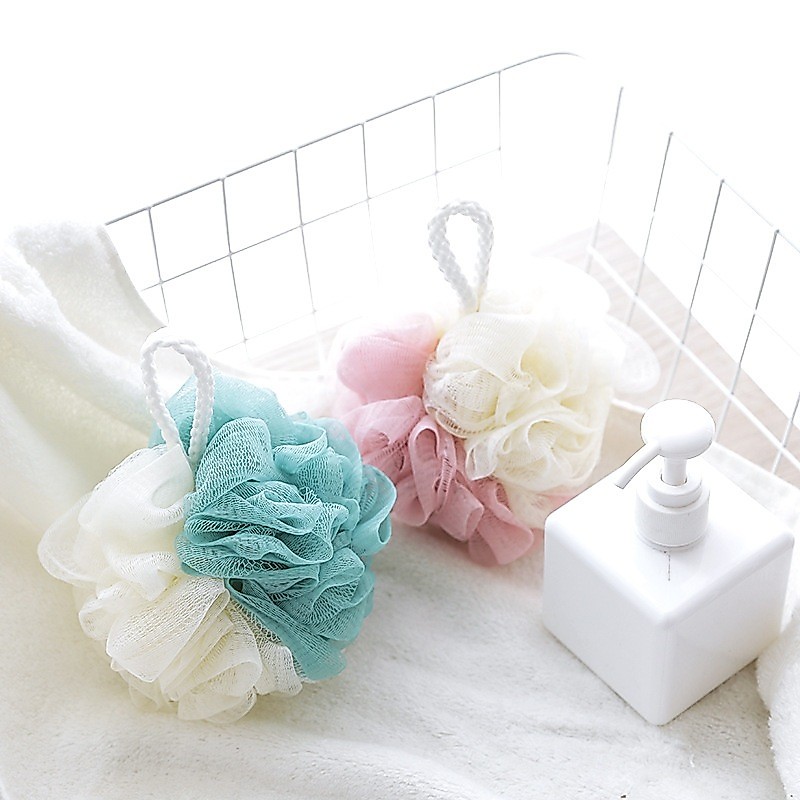 Bông tắm tạo bọt tẩy tế bào chết, bông tắm lưới có dây treo mềm mịn an toàn DN069