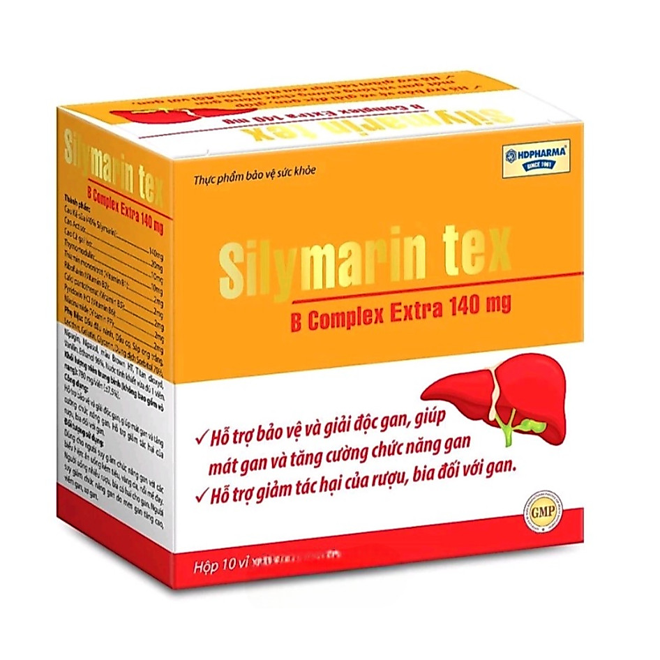Silymarin tex B Complex Extra 140mg bổ gan mát gan tăng cường chức năng gan hạ men gan silymarin 140