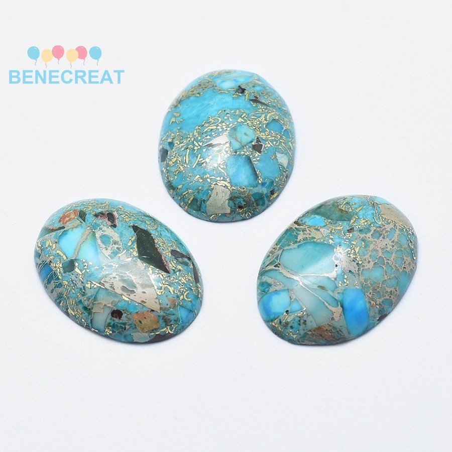BENECREAT 1 cái e / Cyanite / Disthene Cabochons với đường vàng Hình bầu dục phẳng 30x22x6mm