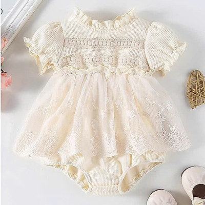 Body Váy Họa Tiết Hoa Viền Ren Tay Phồng Cho Bé Gái Sơ Sinh 1 2 Tuổi MINTSCLOSET Quảng Châu - BV7168