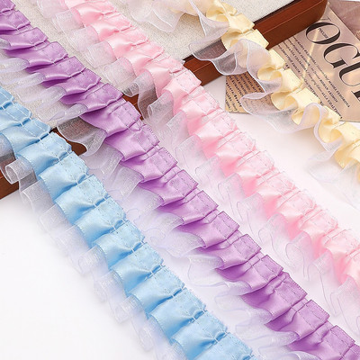 Beading 4cm x 1m Polyester Hai Lớp Xếp Ly Ren - Phụ Kiện Thời Trang Cho Nhà Và Quần Áo