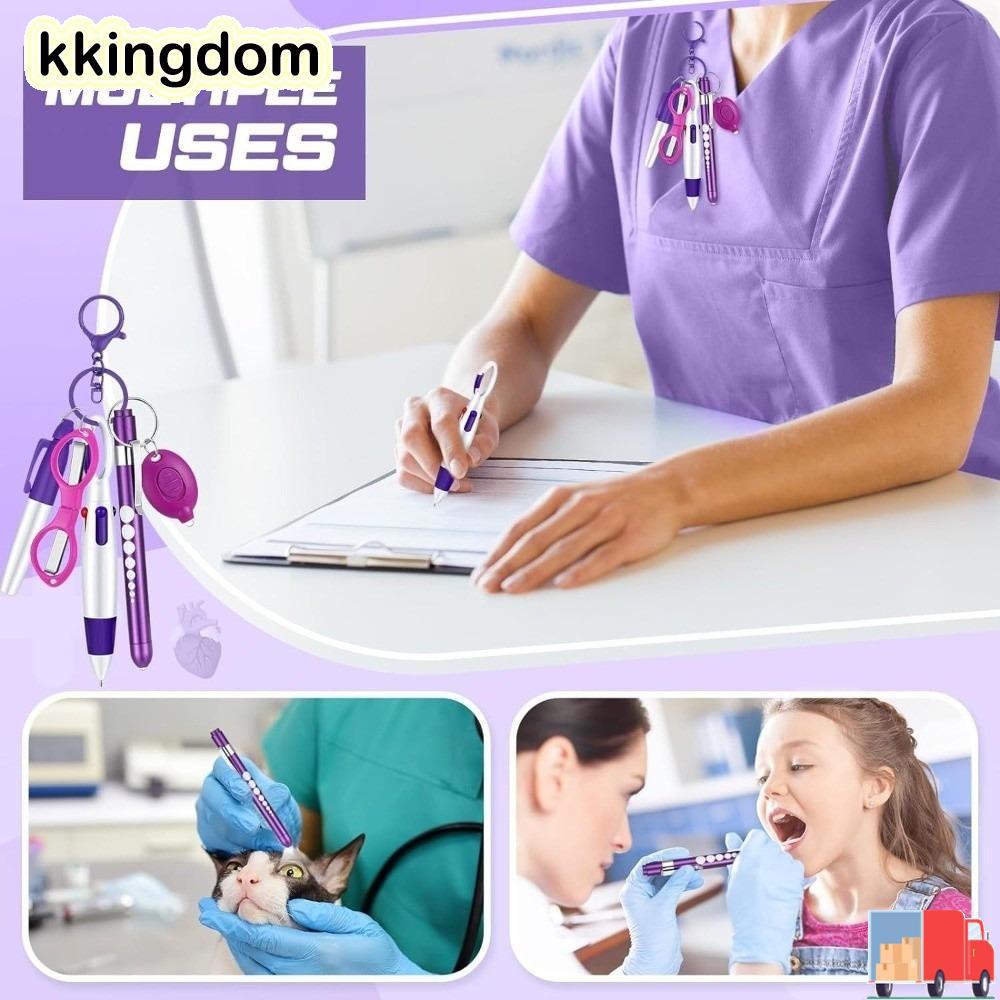 Bộ bút bi có thể thu vào KKINGDOM, Doctore Nurse Badge Clip Badge Reel Móc khóa, Đèn pin đa chức năn