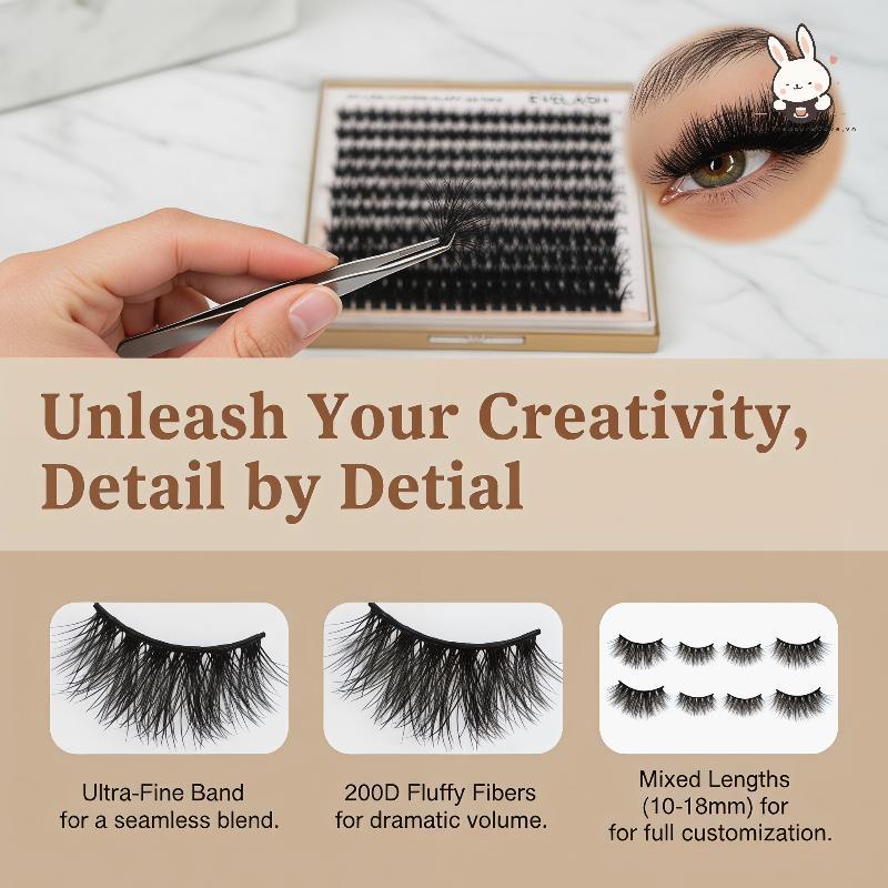 [Teh] Cụm lông mi Fluffy Thi Lash DIY Nối mi 200D 10-18MIX Cụm nối mi mi riêng lẻ [VN]