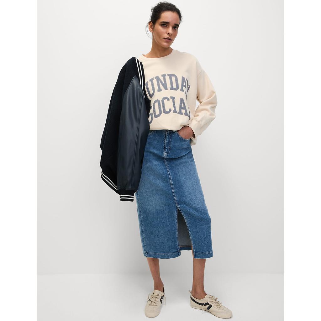 M&S - Women Skirts - Denim Midi Skirt - LIGHT INDIGO