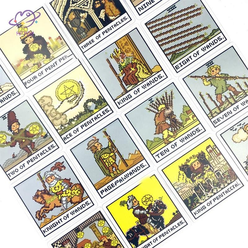 HFTOY 1 Hộp 8 Bit Fany Tarot Deck Card Tiên tri Bói toán Gia đình Bảng dự tiệc may mắn Trò chơi kể c