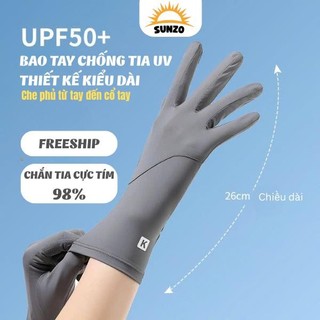  SUNZO Găng Tay Chống Nắng Nữ UPF50+ Chống Tia UV Siêu Mát Lụa Băng Co Giãn 4 Chiều GB01 