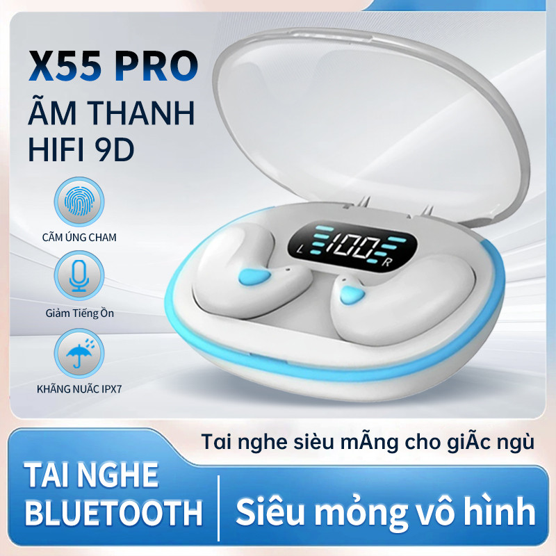Tai nghe Mini X55 PRO Bluetooth 5.3 X55 Stereo HIFI 9D Hiệu ứng âm thanh Giảm tiếng ồn