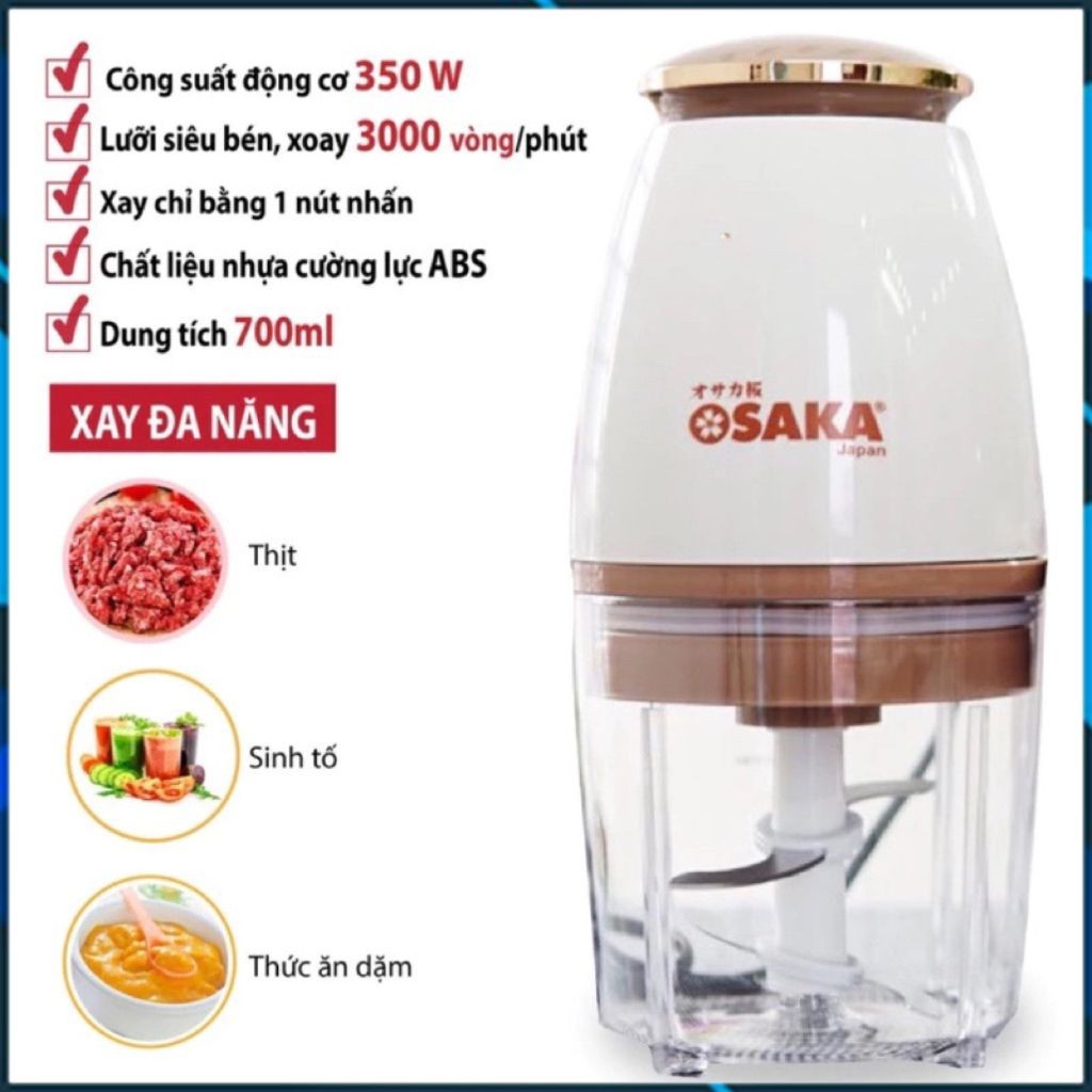 Máy Xay Đa Năng Osaka Nhật Bản - Máy Xay Sinh Tố, Máy xay Thịt Cao Cấp-Lưỡi Dao Lớn Không Gỉ - Giadung
