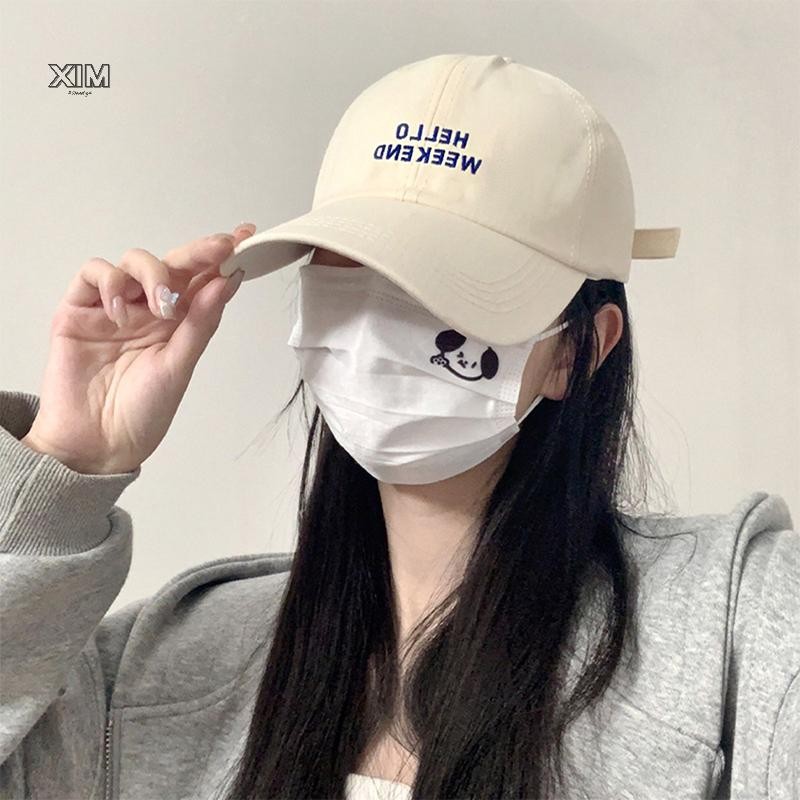 XIM Vịt Lưỡi Mũ Nữ Đa Năng Chữ Thêu Cong Eaves Mũ Bóng Chày XIM