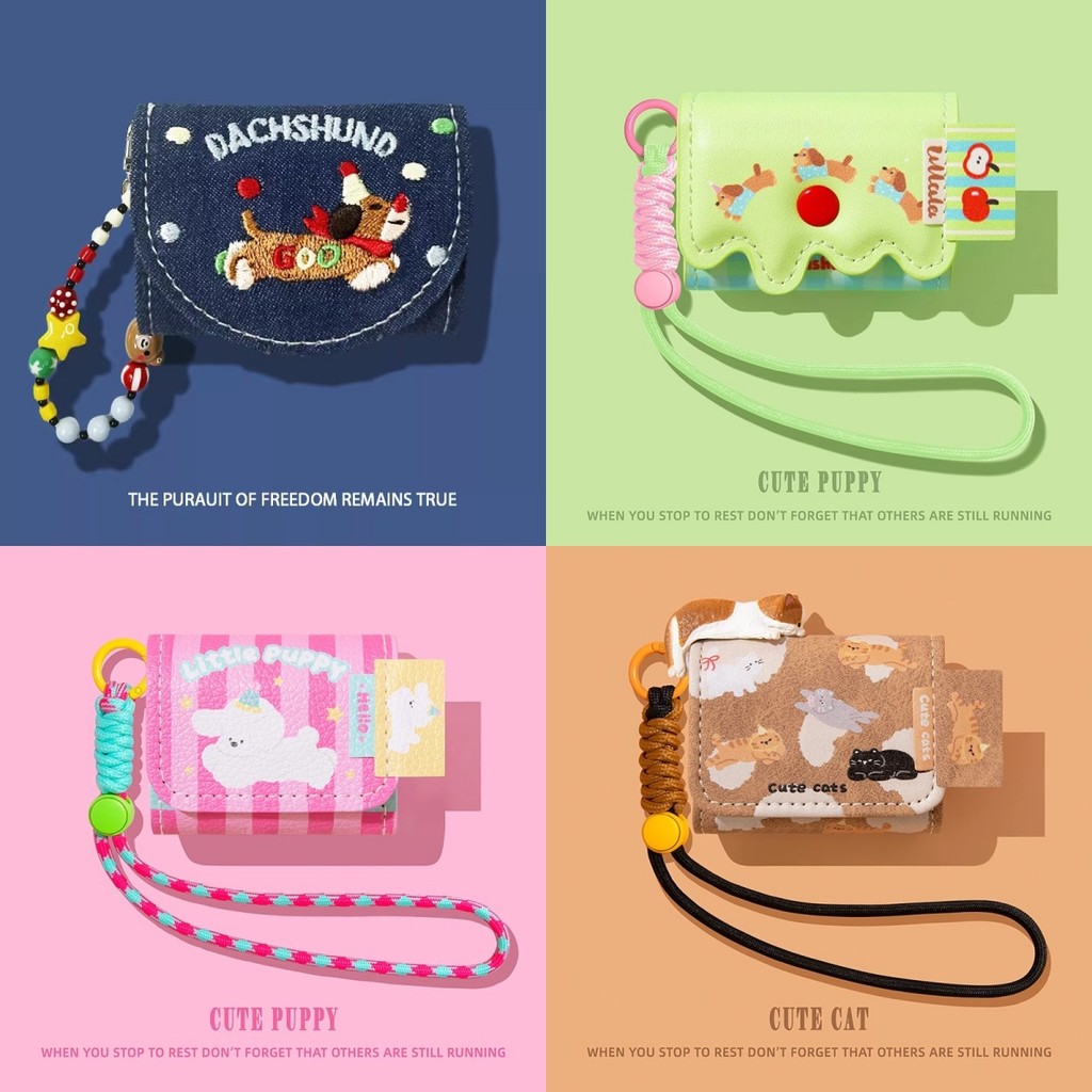 for Shokz OpenDots One E310 Case Cute Cat Lanyard Cartoon Leather Soft Case Suitable for Shokz OpenD