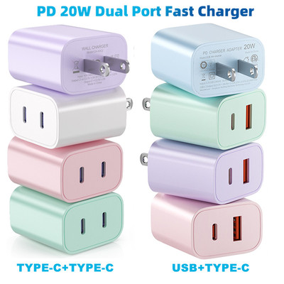 Fonken PD20W Cổng Kép Loại C Sạc Nhanh USB Type-C Bộ Chuyển Đổi Nguồn Sạc Tường Cắm Tiêu Chuẩn Hoa Kỳ