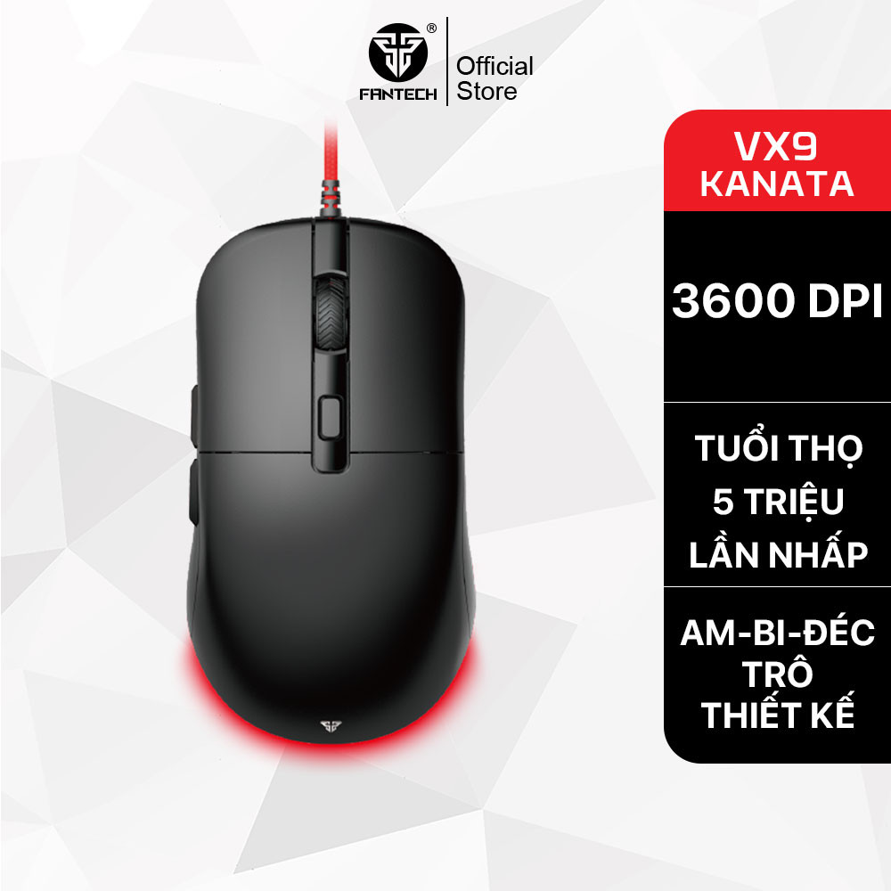 Fantech KANATA VX9 Chuột Chơi Game Có Dây Có Thể Điều Chỉnh 3600DPI HUANO 5 Triệu Công Tắc RGB Chuột