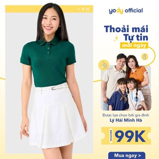 Áo Polo Nữ YODY Cotton Mắt Chim – Co Giãn Thoáng Mát – Chống Nhăn – Áo Công Sở Thời Trang Nữ Mùa Hè APN7280