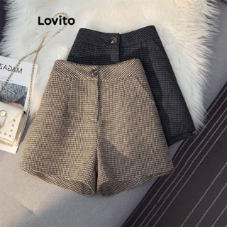 Lovito Quần short thường ngày Quần short nút trơn dành cho nữ LNL61123