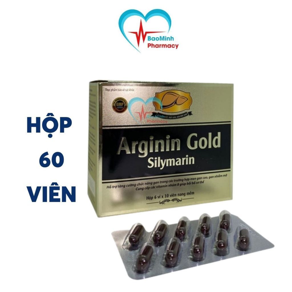 Viên Uống Bổ Gan ARGININ GOLD SILYMARIN Lợi Mật,Tăng Cường Chức Năng Gan Thanh Lọc Cơ Thể Hộp 60viên