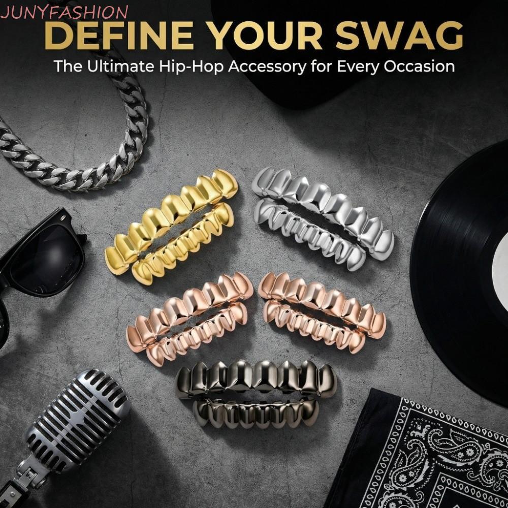 JUNYFASHION Răng Grillz Mũ, Thân Thiện Với Môi Trường Đồng Bóng Răng Grillz Top Đáy Bộ, Thời Trang B
