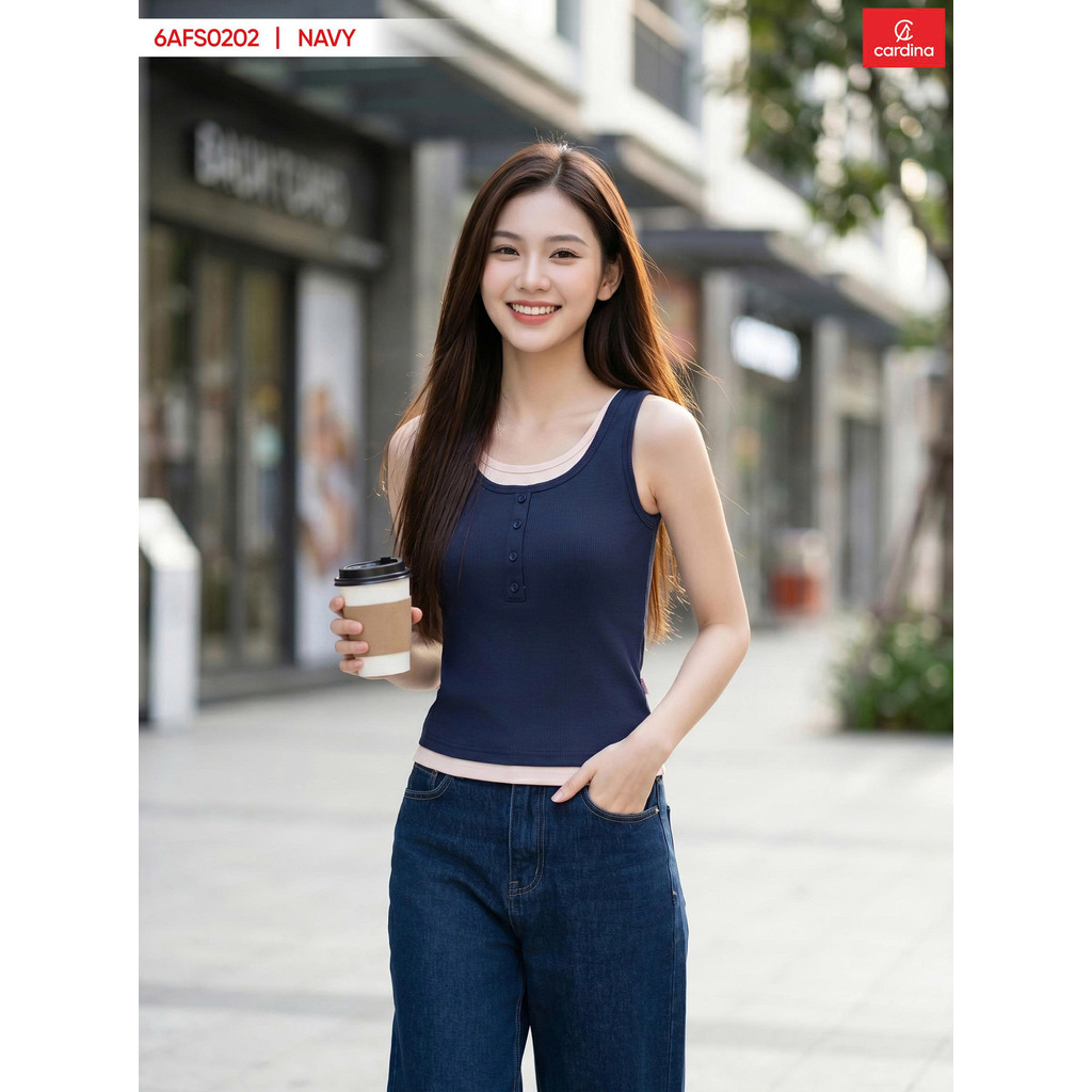 Áo Thun Ba Lỗ Nữ Chất Tăm Lạnh Mềm Mịn Phối Gấu Thời Trang Cardina 6AFS02