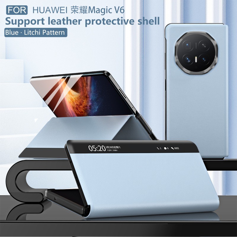 Ốp điện thoại lật họa tiết Litchi Honor Magic V6 V5 V3 V2 Vs2 Vs2 Vỏ trong suốt mềm