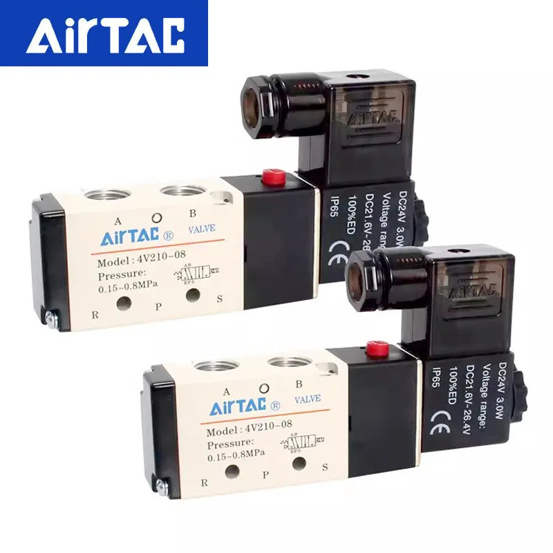 AirTAC 4V110-06 4V210-08 4V310-10 4V410-15 Khí Nén Điện Từ Van Điều Khiển Hướng Van Điện Từ 12V 24V 