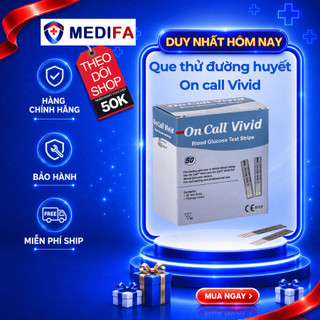 Hộp 25 Que thử đường huyết On call Vivid, chính hãng ACON/Mỹ, mỗi que test được đóng rời trong túi thiếc