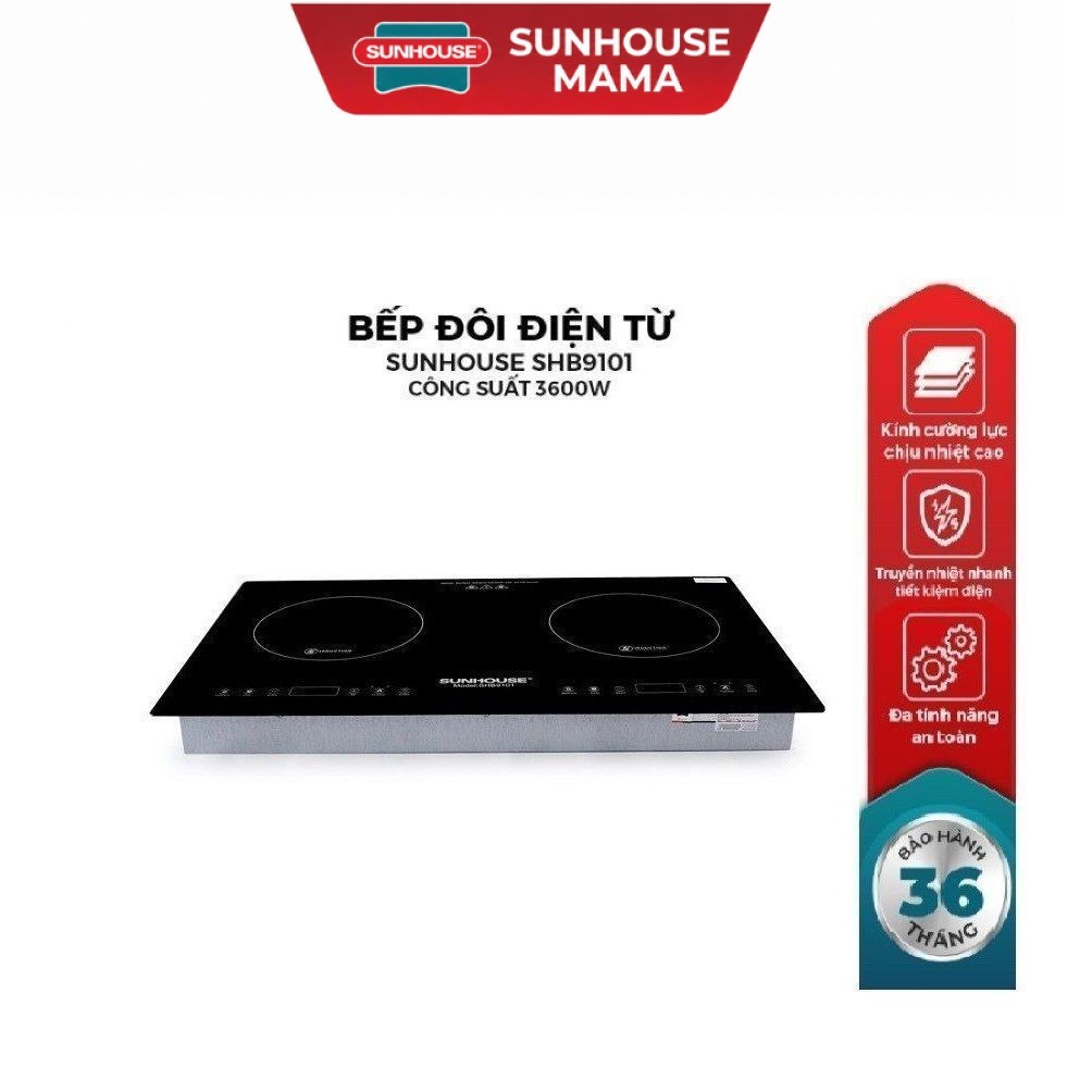 Bếp đôi điện từ SUNHOUSE SHB9101