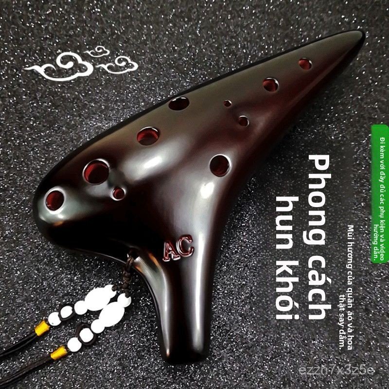 Kèn Ocarina 12 lỗ tone AC bằng gốm cao cấp nhạc cụ thổi hơi tự học tại nhà cho nam nữ học viên mới c