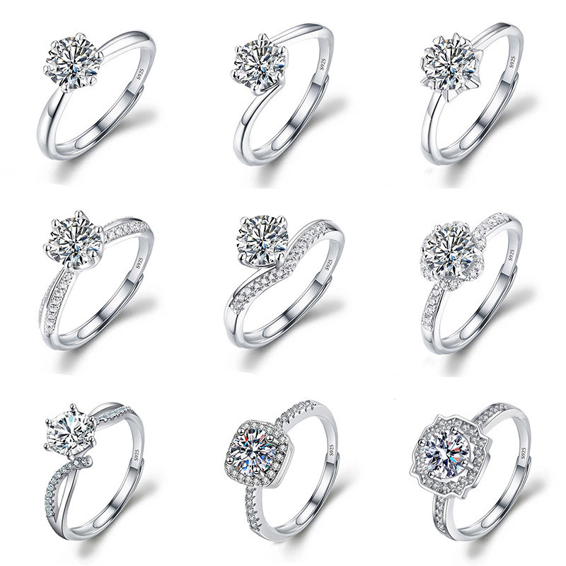 Giả Moissanite Nhẫn Nữ Nhẫn Moissanite Trang Sức Zircon Nhẫn Kim Cương Nhẫn Cưới Nhẫn Cặp Đôi Nhẫn 6