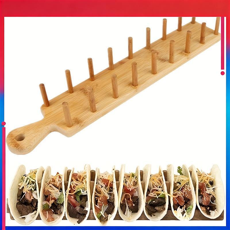 (MỚI) Giá đỡ Taco tre Giữ 8 Tacos Mỗi khay Taco Giá đỡ thực phẩm đa năng Vỏ cứng Tacos Ra cho nhà bế