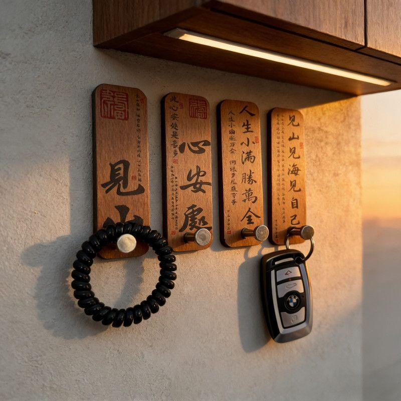 TQ~Calligraphy decorative hooks, storage hooks, no-drill creative hangers for tea rooms, new Chinese