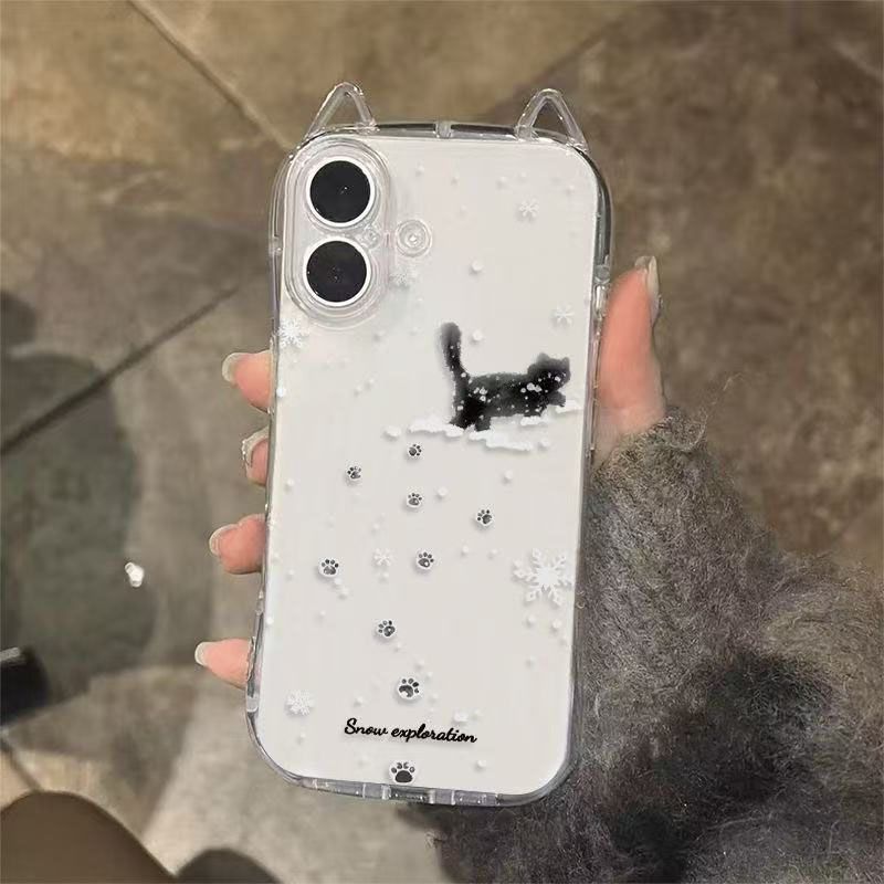 Tai mèo trong suốt trong suốt Chơi mèo con tuyết OPPORENO15 / 14 Vỏ điện thoại FINDX 8S / reno13 / 1