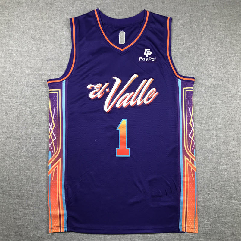 Sun Team BASKETBALL Đồng phục BOOKER No. 1 JERSEY thêu được vận chuyển trên Behalf BOOKER BASKETBALL