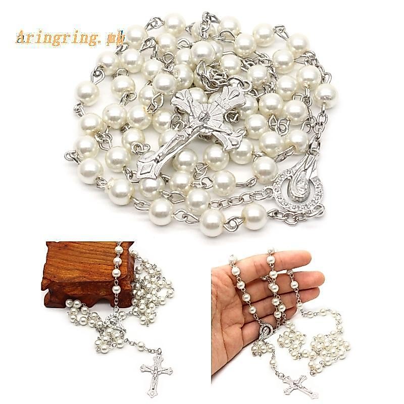 Vòng Cổ Hạt Ngọc Rosary Màu Trắng Dáng Dài
