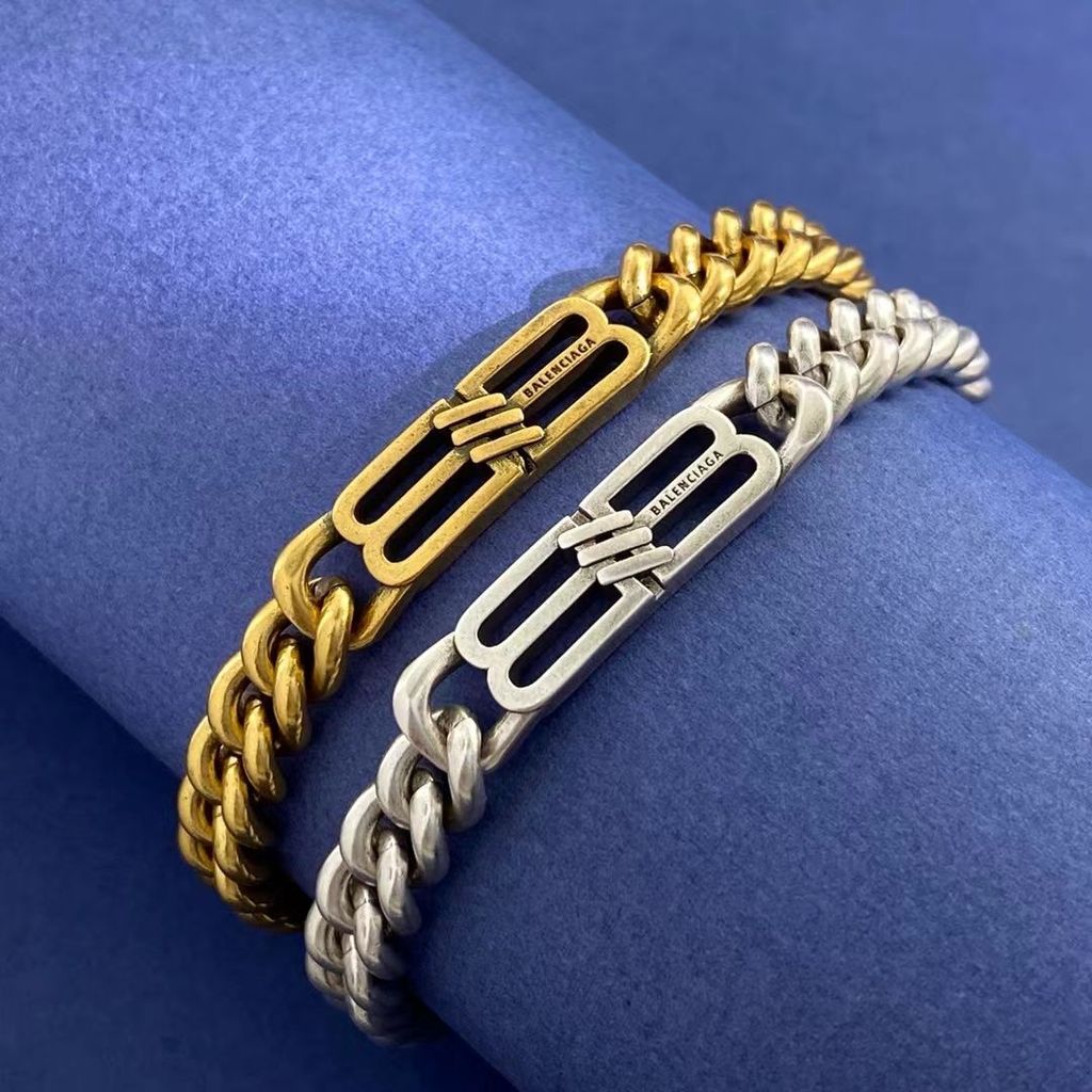 H1OV BLCG Thick bracelet, Cuban chain, distressed chain, high-end feel, niche design, hip-hop style