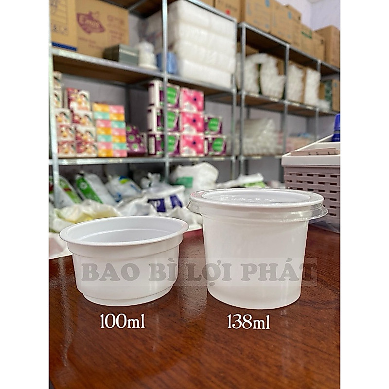 50 cốc/ ly kem 100ml/140ml kèm nắp, hủ nhựa đựng kem, hủ đựng sữa chua Tân Hiệp Hưng